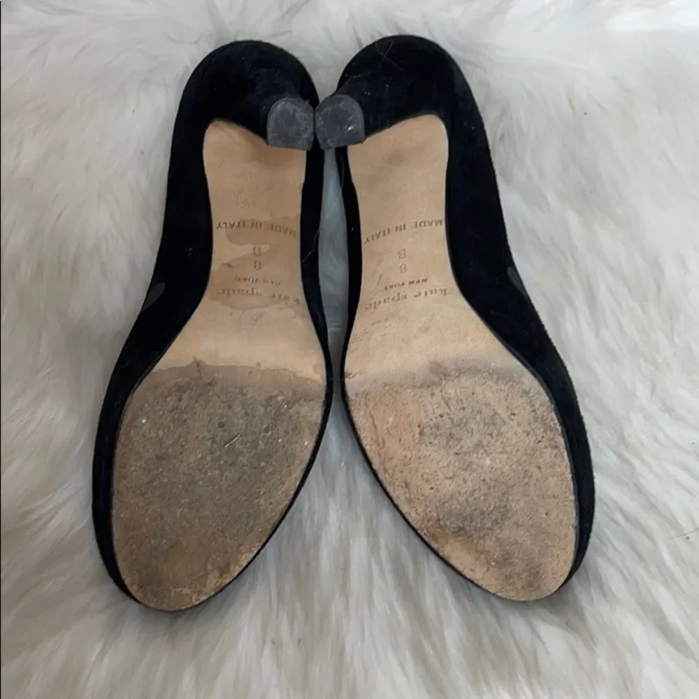 Kate Spade Loire‎ Black Dotted Suede Heels Sz 8